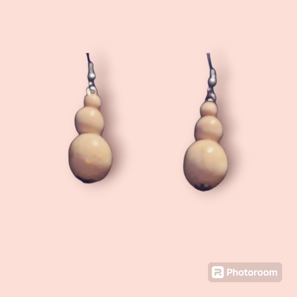 Set Wooden bead necklace and wood earrings - Picture 4 of 12